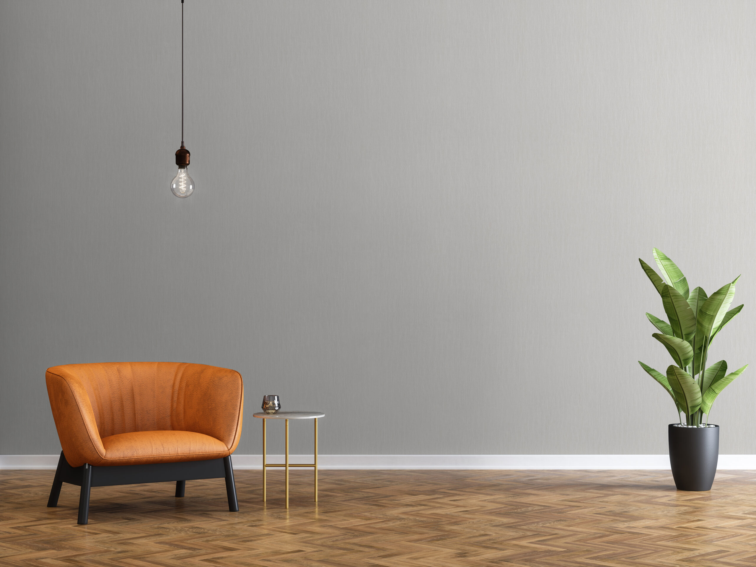 Armchair and coffee table with black wall